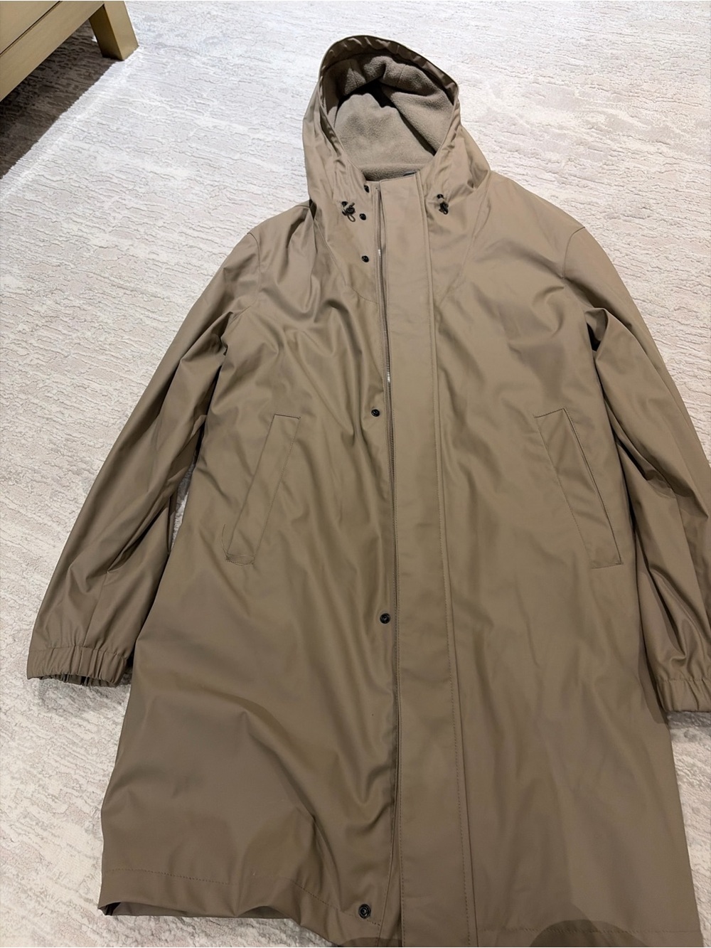 Zara Men's Hooded Raincoat in Taupe